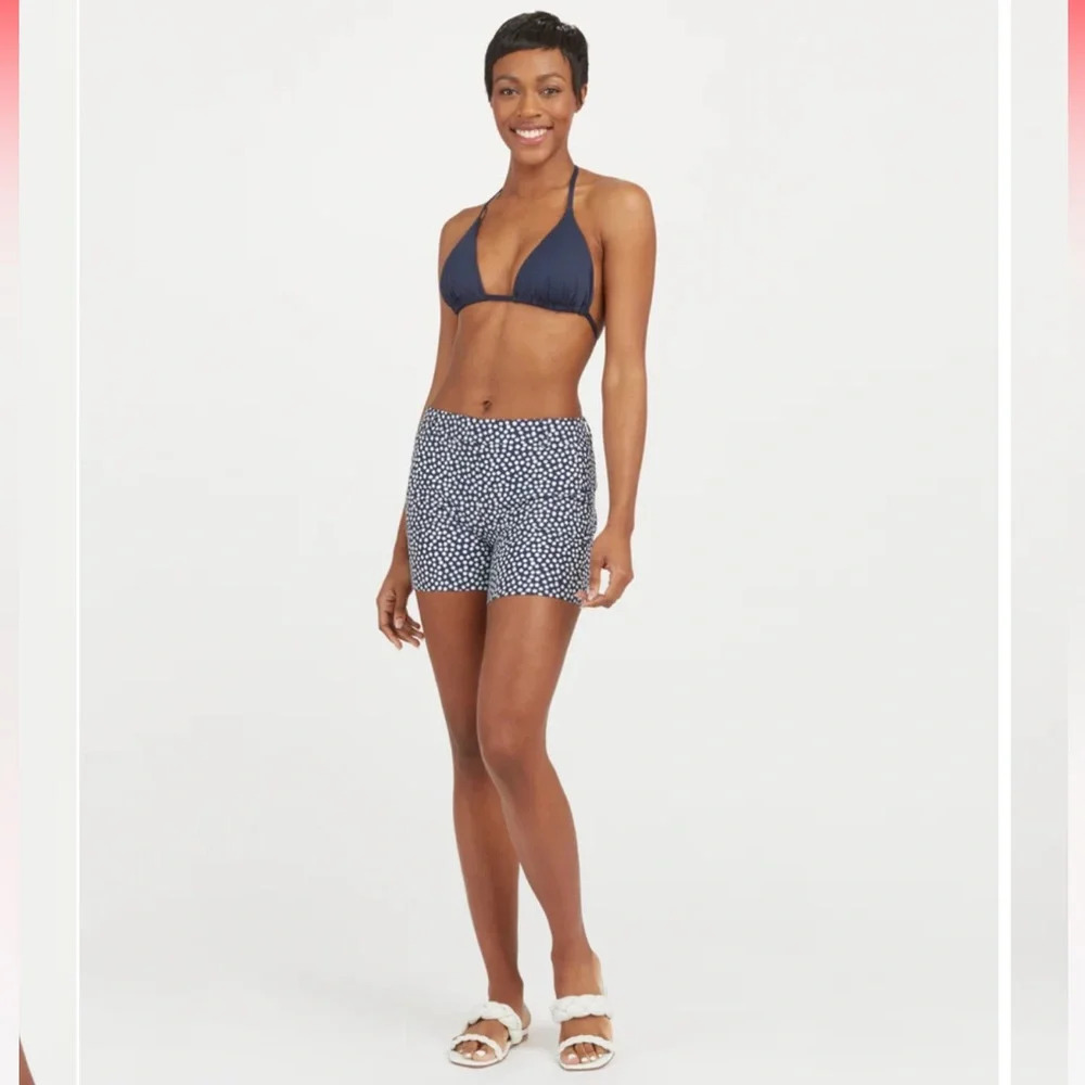 SPANX Sunshine Short 6" Womens Boat Beach Board Navy painted dot Swim X-Small